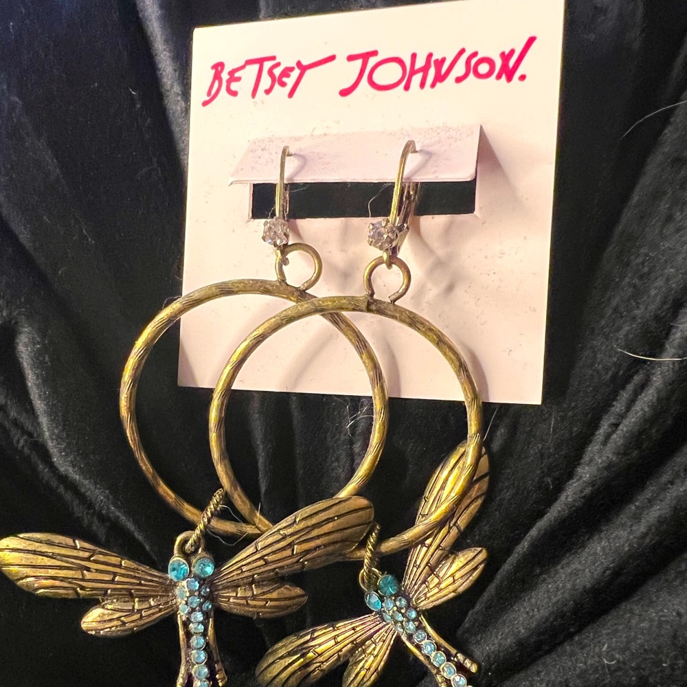 Betsey Johnson Dragonfly Earrings New Never Worn
